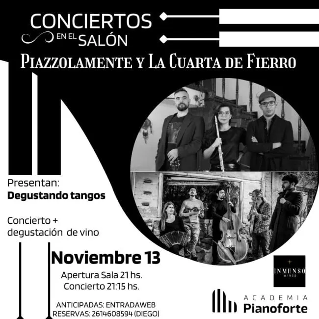 Flyer de Piazzollamente en Academia Pianoforte, 13 de noviembre de 2022